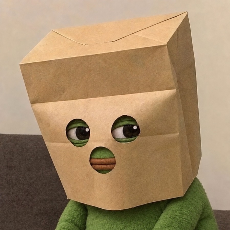 Anonymous Pepe in a paper bag